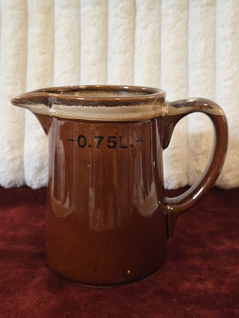 MCM European Brown Drip Glazed Stoneware Wine / Water Jug 0.75 Liters 6"